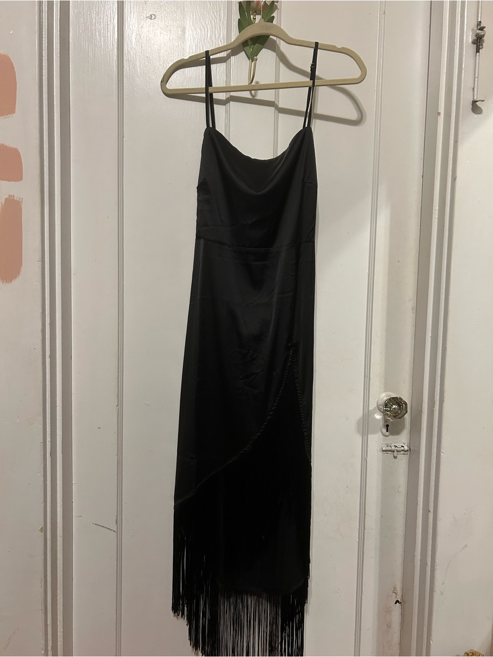 Black Fringe Slip Dress - Elegant Evening Dress